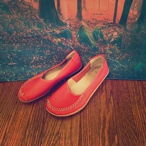 Red moccasins size 8.